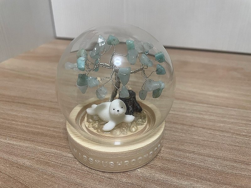 Customized sea lion model | Crystal tree series micro landscape crystal ball | Cute | Home decoration - Items for Display - Crystal Green
