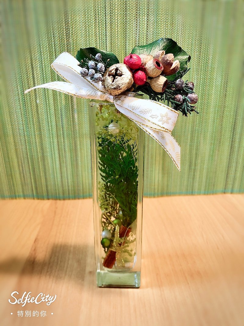 フローティングフラワーボトル - クリスマスシリーズ - キャンドル・燭台 - 寄せ植え・花 グリーン