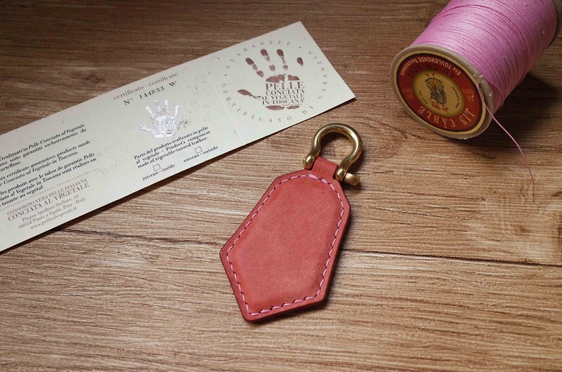 Shaped Easy Card Chip Charm - Key Ring - Pink - ที่ห้อยกุญแจ - หนังแท้ สึชมพู