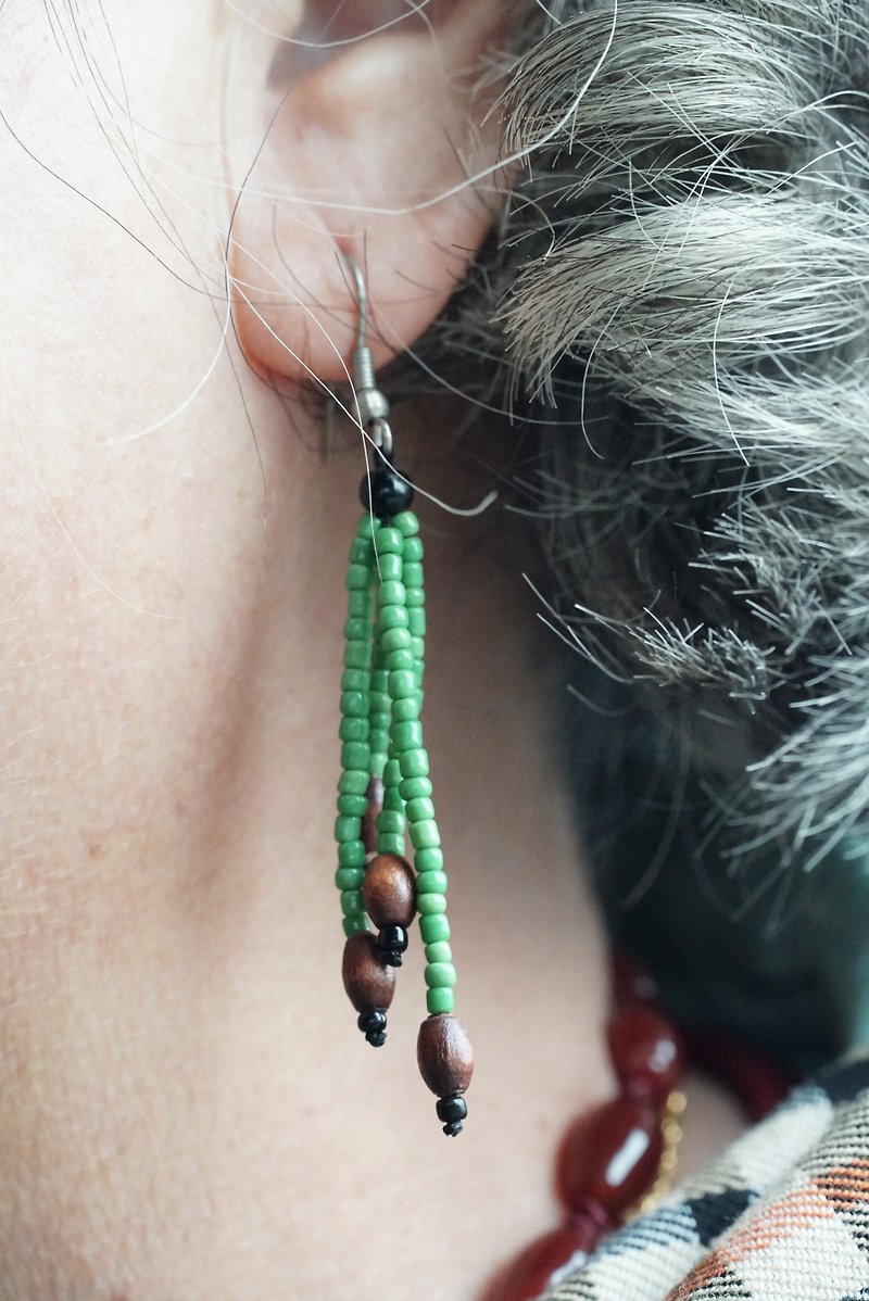Indian Pearl Barley Bead Earrings - Earrings & Clip-ons - Plants & Flowers Green