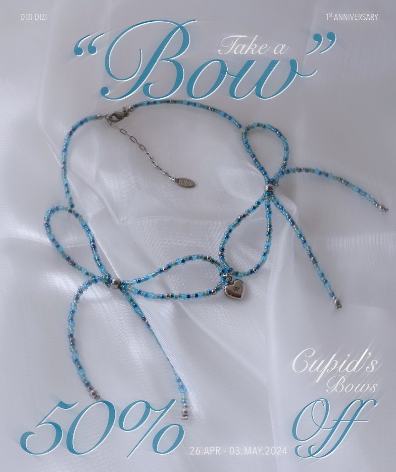 Cupid's Knot Heart Pendant Customizable Bow Necklace - สร้อยคอ - สแตนเลส 