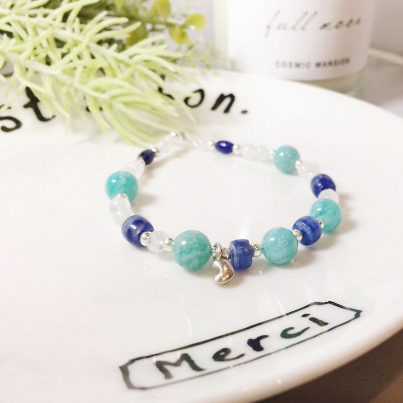 MH sterling silver natural stone custom series_Beautiful time_Tianhe Stone - Bracelets - Pearl Blue