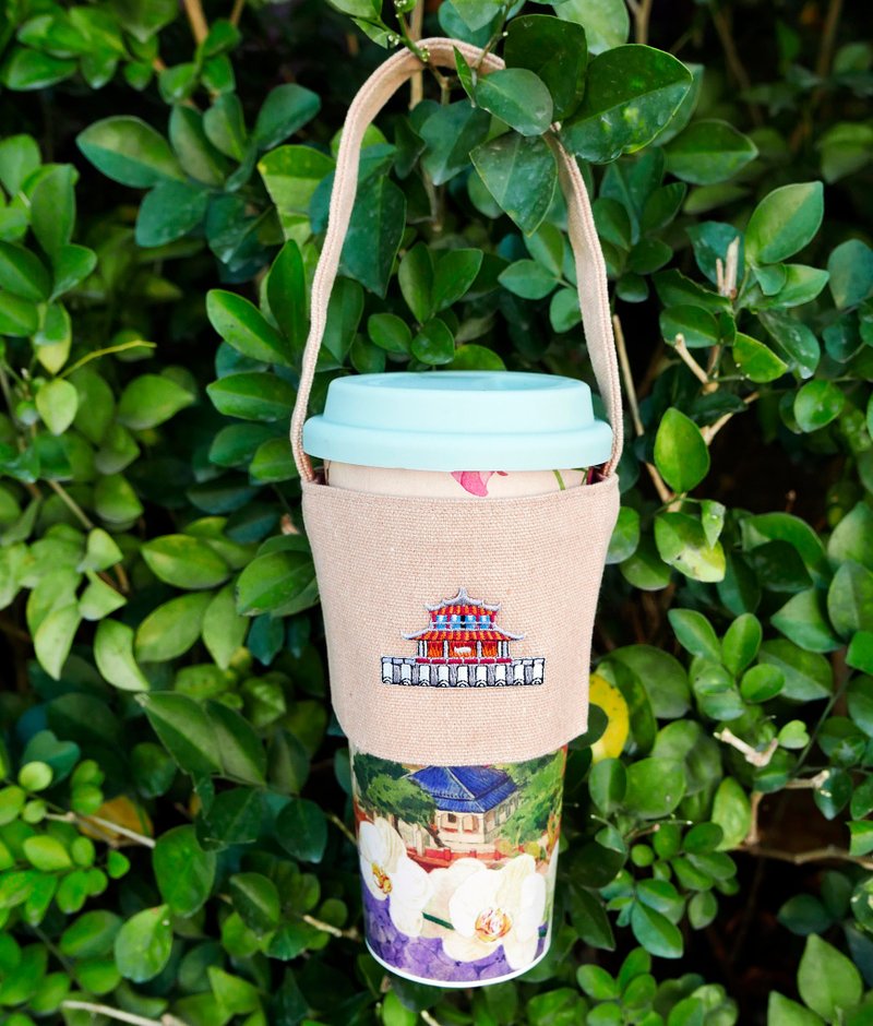 Embroidered Beverage Bag | Building Series-Tainan Chihkan Tower | - ถุงใส่กระติกนำ้ - ผ้าฝ้าย/ผ้าลินิน หลากหลายสี