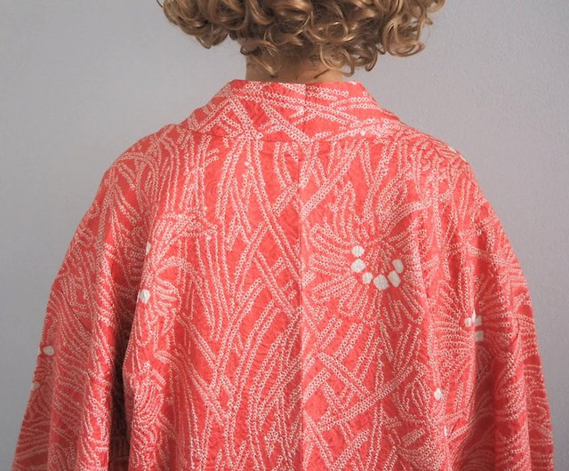 Pink Blossom Kimono, Shibori Tie Dye Kimono Jacket, Fashion Japan