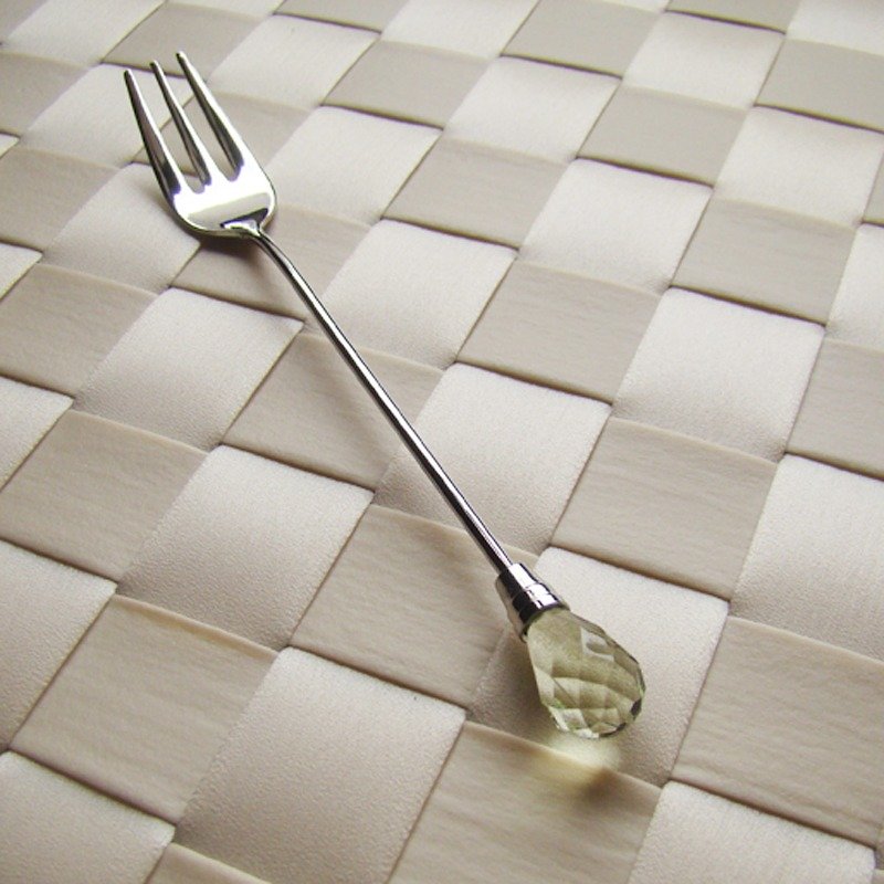 【日本Shinko】日本製-午茶晶鑽系列-翡翠點心叉 - 刀/叉/湯匙/餐具組 - 壓克力 多色