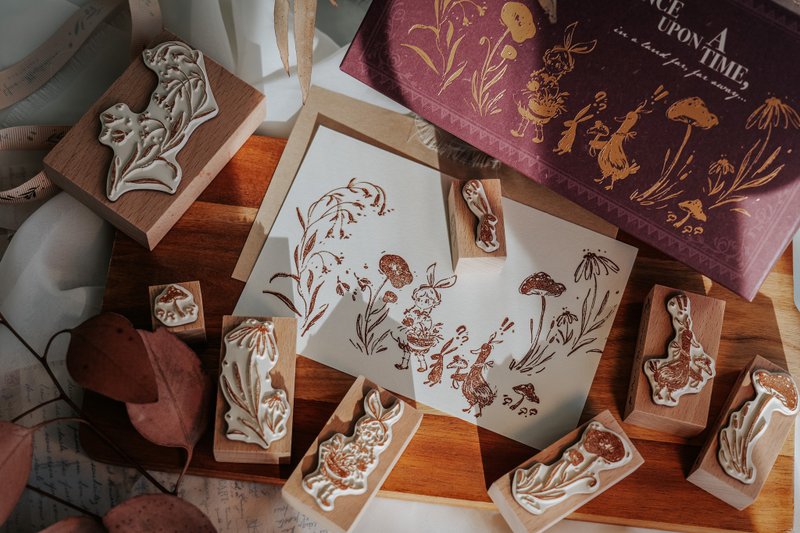 Once upon a time, in a land far far away (8 pieces) Wooden Stamp Set - ตราปั๊ม/สแตมป์/หมึก - ไม้ 