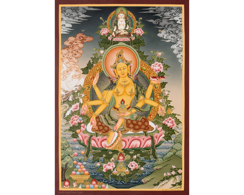 光明的地藏菩薩唐卡  體現慈悲與智慧 - 壁貼/牆壁裝飾 - 其他材質 多色