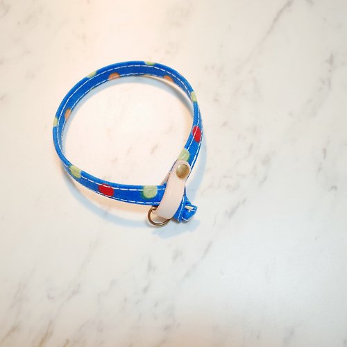 Michu Pet Collars #美珠手作 貓 項圈 復古迪斯可風潮 寶藍 撞色點點 可加購吊牌 附鈴鐺