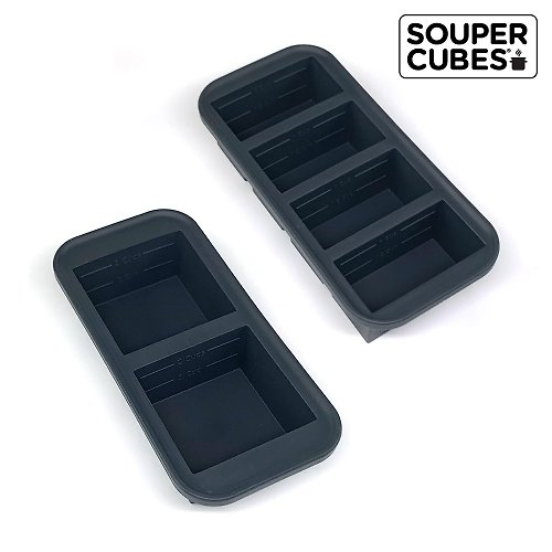 MaryMeyer 【Souper Cubes】多功能食品級矽膠保鮮盒_曜石灰2件組(2格+4格)
