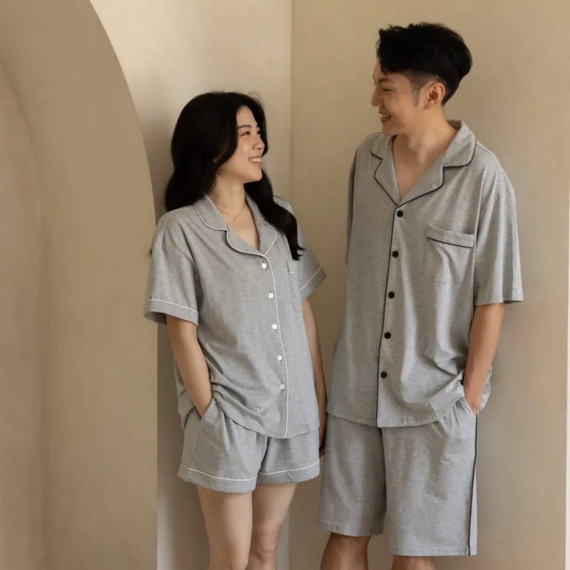 想睡好覺莫代爾棉情侶套裝-晨霧灰 男女皆可 - 睡衣/居家服 - 棉．麻 灰色