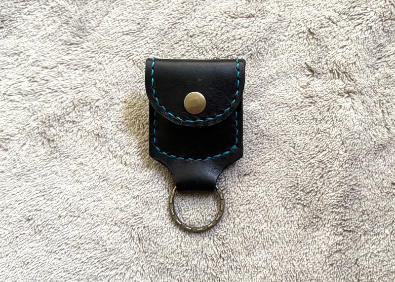 POPO│迷你黑│皮革鑰匙包 leather - 鑰匙圈/鑰匙包 - 真皮 黑色