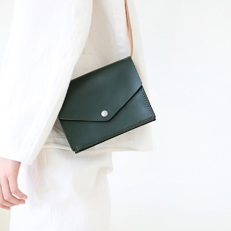 JOYDIVISION single shoulder diagonal envelope bag leather simple handbag retro bag - กระเป๋าแมสเซนเจอร์ - หนังแท้ 