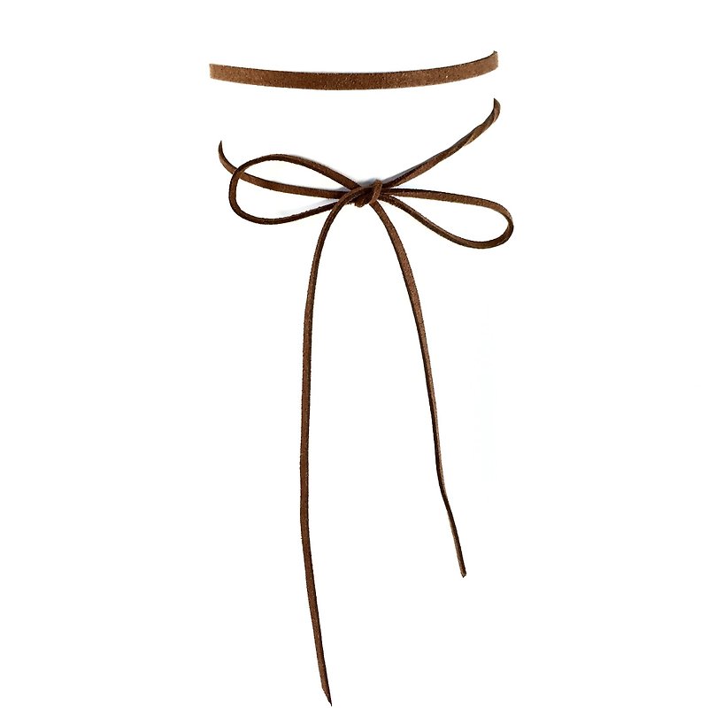Classic Rope Necklace-Brown - สร้อยคอ - หนังแท้ สีนำ้ตาล