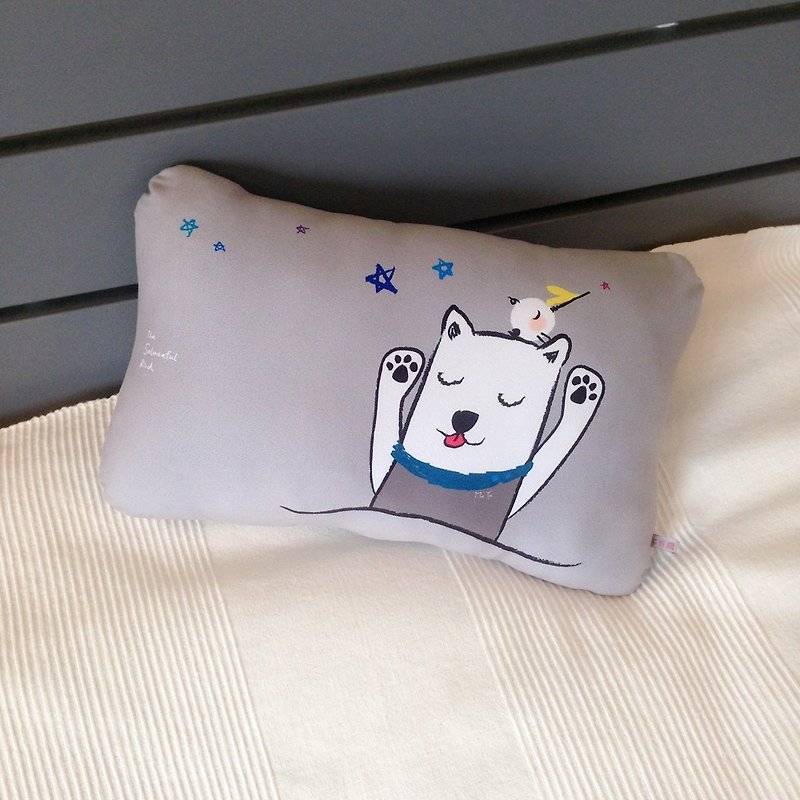 Pillow, noon pillow, smiling, dreaming dog - Pillows & Cushions - Cotton & Hemp Gray