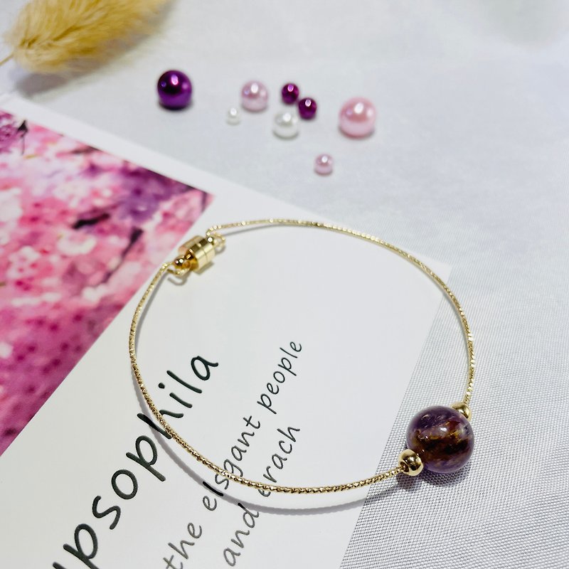 14K Gold Packed Amethyst Natural Crystal Minimalist Minimalist Customized Bracelet Bracelet - Bracelets - Crystal Purple