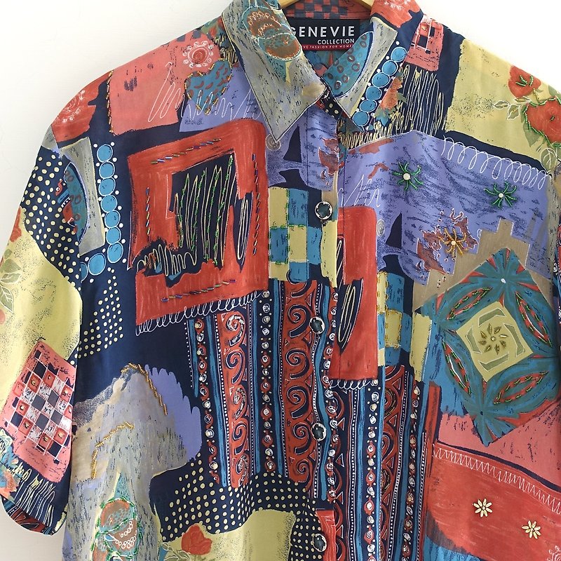 │Slowly│ Zhu Hua- vintage shirt │vintage. Vintage. - เสื้อเชิ้ตผู้หญิง - เส้นใยสังเคราะห์ หลากหลายสี