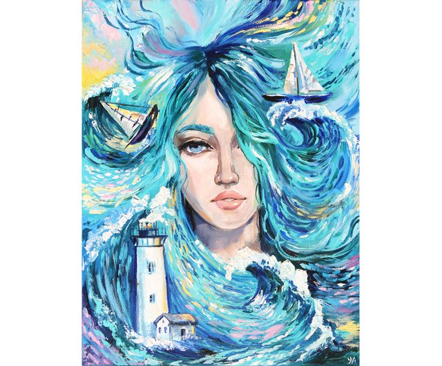 海の女神の油絵の波の元の芸術のキャンバスの海洋の油絵 - ショップ