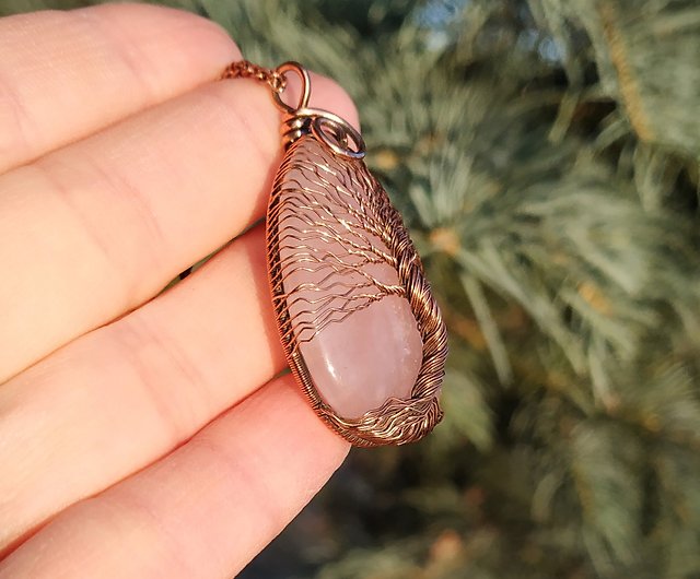 Jewelry - Wrapped In Copper Wire Pendant Handmade GOA Boho Ethno Nature Healing Stone Energy Chakra Shamanic \u0130ron Tiger Eye