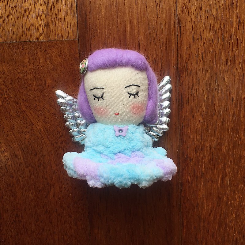 Handmade brooch- Little Angel - Stuffed Dolls & Figurines - Cotton & Hemp Purple