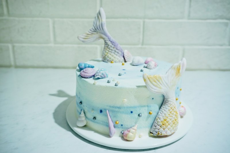 Hand-made DIY course Internet celebrity preferred dream mermaid cake/6 inch cake/ - Cuisine - Other Materials 