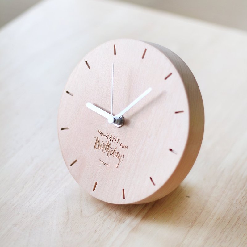 [Free lettering] Handmade log table clock | Handmade log wall clock clock table clock table clock - Clocks - Wood Brown