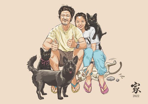 迷卡漫 母親節 全家福 客製化禮物 似顏繪 人像畫 電子檔 先連絡設計師