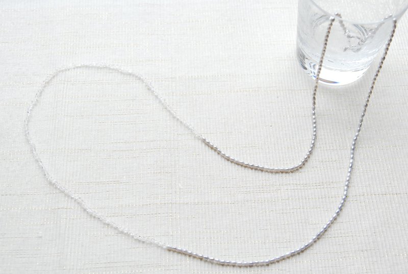 パキスタン産ダブルポイント水晶とライス型パールのロングネックレス - 項鍊 - 水晶 透明
