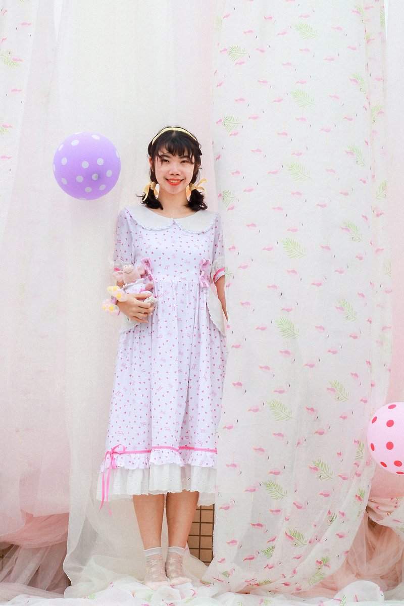 White Butterfly Heart Dress (Heart Sugar) Series [Witch Cat * Rita Handmade] - One Piece Dresses - Cotton & Hemp Pink