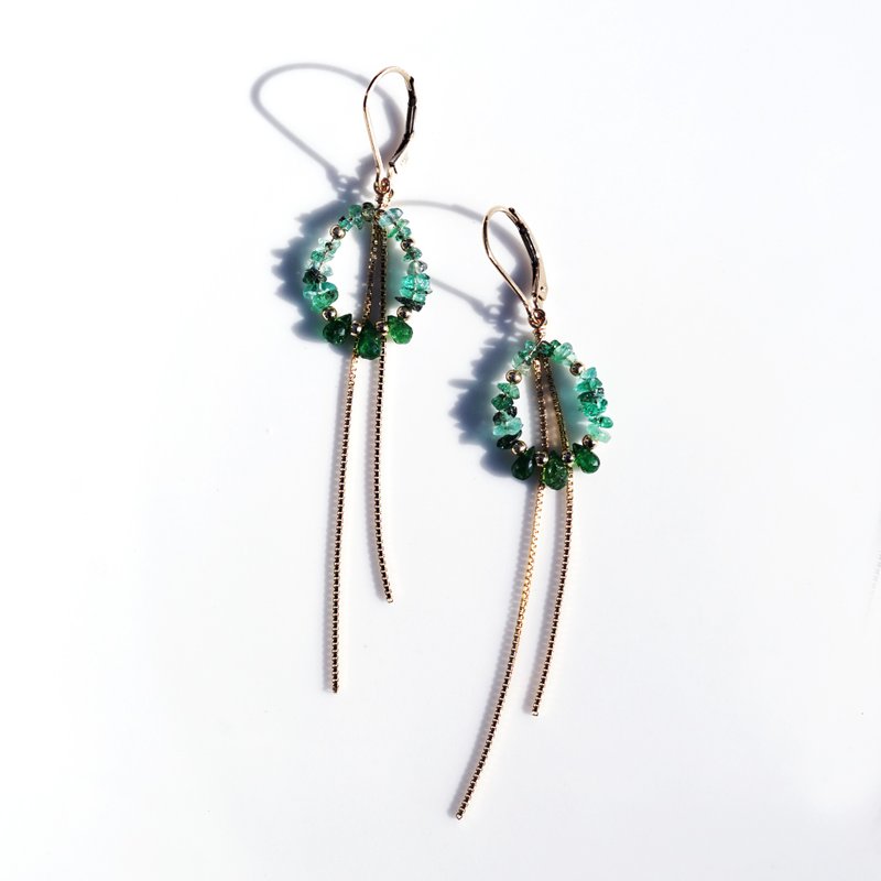 3WAY dress-up earrings Britt-Marie with emerald and green garnet - Earrings & Clip-ons - Gemstone Green