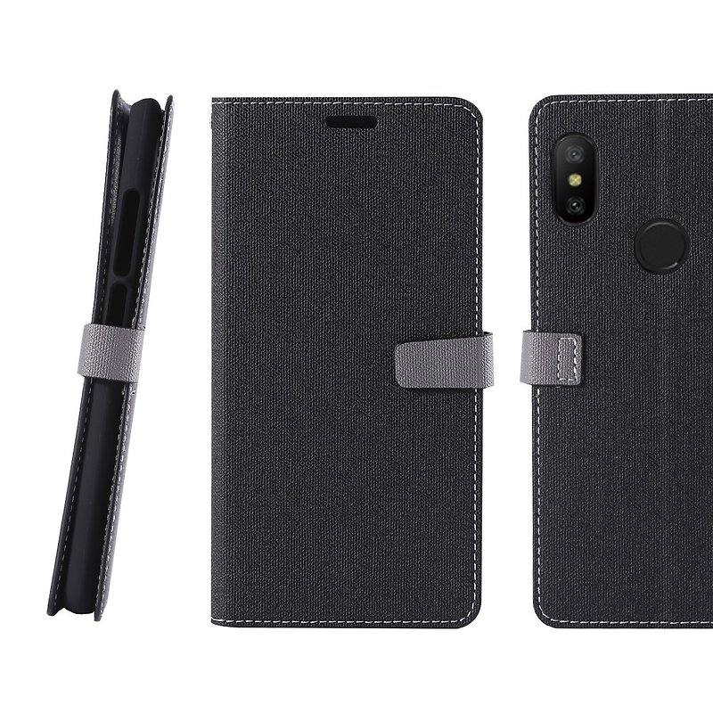 CASE SHOP 紅米Note6 Pro 專用側掀站立式皮套-黑(4716779660616) - 手機殼/手機套 - 人造皮革 黑色
