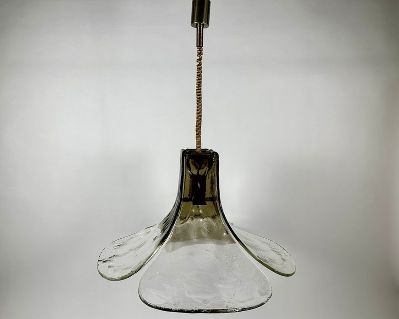 Murano Glass Ceiling Light in Flower Shape Mazzega by Carlo Nason Four Petals - Lighting - Glass Transparent