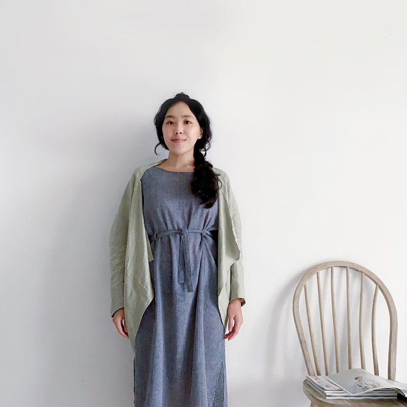 【 罩衫 02 】上下兩穿 不限身型/50色 - 女大衣/外套 - 棉．麻 綠色