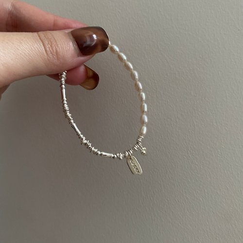 Monogram Charm Bracelet with Pearl-Gold or Silver-Engraved Link Bracel –  LuBella's