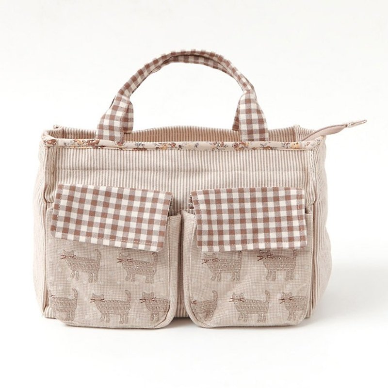 [BEAR BOY] Elegant cat small square bag - กระเป๋าถือ - ผ้าฝ้าย/ผ้าลินิน 