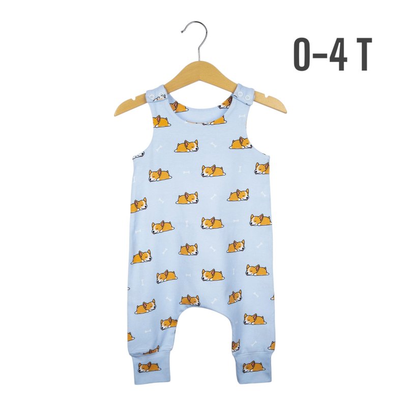 Corgi  baby romper, baby boy romper, baby girl romper,baby overalls, kids romper - 包屁衣/連身衣 - 棉．麻 多色