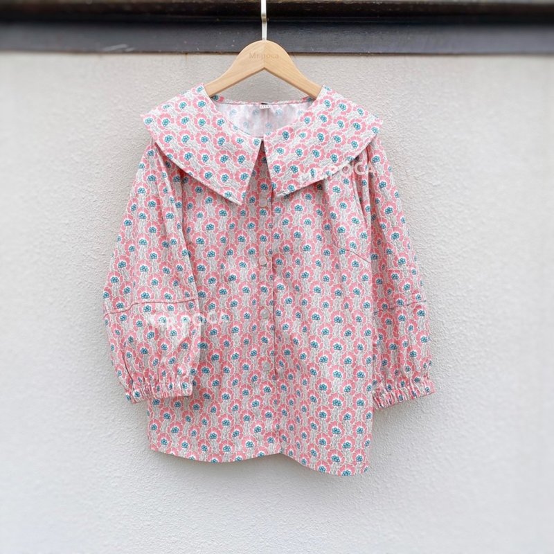 Nordic Small Window Grill - French Vintage Shirt - Women's Tops - Cotton & Hemp Multicolor