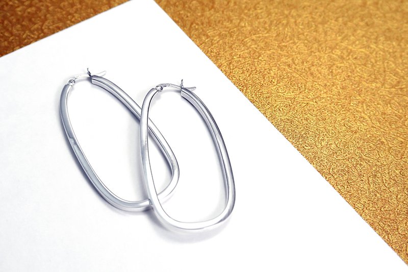 Coil/C Earrings Long Line 925 Silver Earrings - 64DESIGN - ต่างหู - เงินแท้ สีเงิน