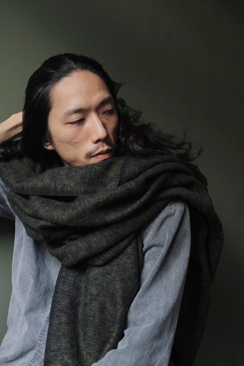 OMAKE Select Blended Long Shawl Blanket_Yellow and Black - Knit Scarves & Wraps - Cotton & Hemp Black