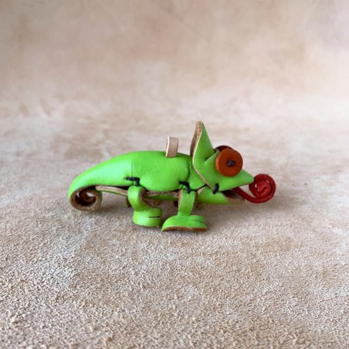 どうぶつの森～カメレオン～ 本革植物タンニンなめしキーホルダー