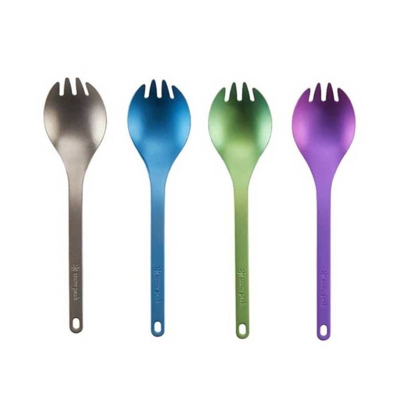 Titanium multifunctional spoon and fork purple/green/blue (spoon/fork/cutlery) - Cutlery & Flatware - Other Metals Multicolor