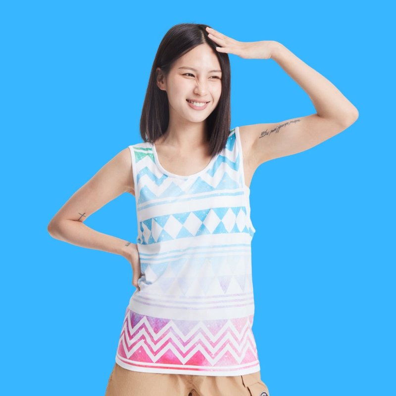 【圖騰系列】 海洋星空涼感背心(男女適用) - 男背心 - 聚酯纖維 白色