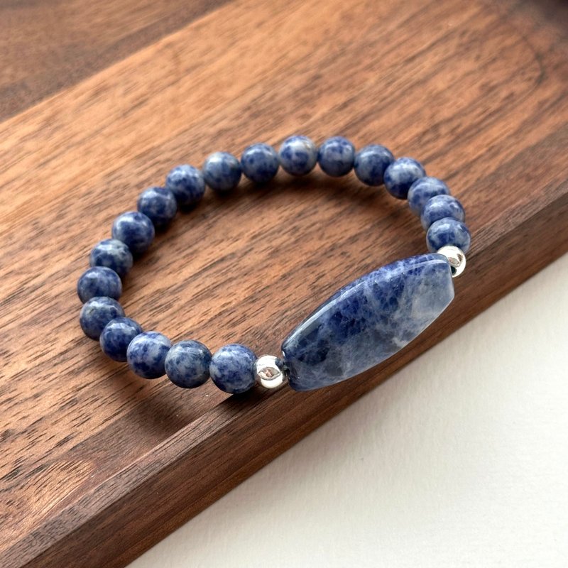 [Clear yourself] Blue Stone simple Silver bracelet dispels stress, strengthens and heals the soul with courage - Bracelets - Semi-Precious Stones Blue