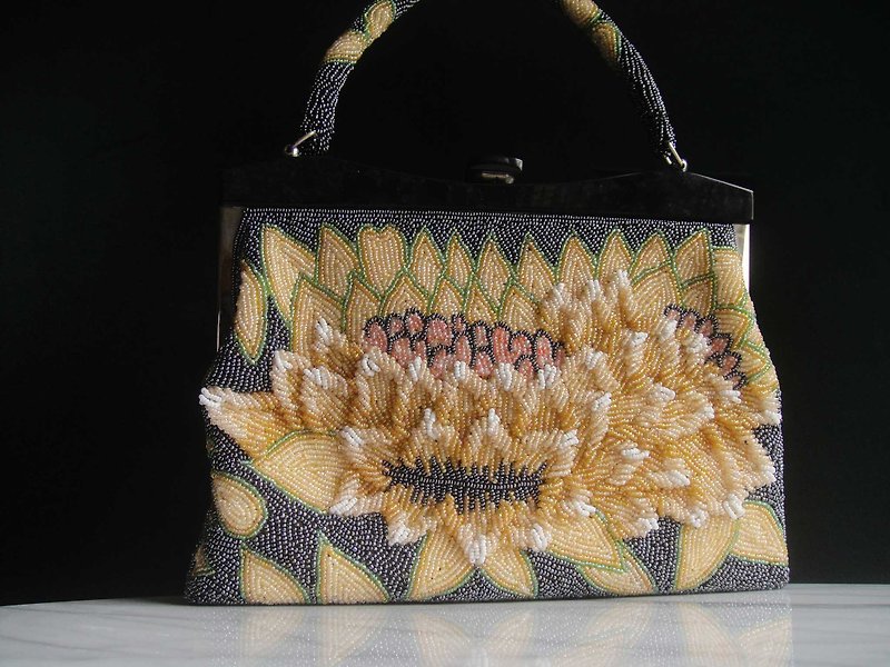 【Old Time OLD-TIME】Early second-hand Taiwanese handmade lady bead bag - Handbags & Totes - Other Materials Multicolor