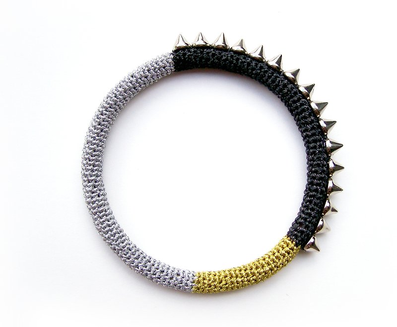 Metallic Spike Bracelet Rocker Chic Bangle - Bracelets - Thread Multicolor