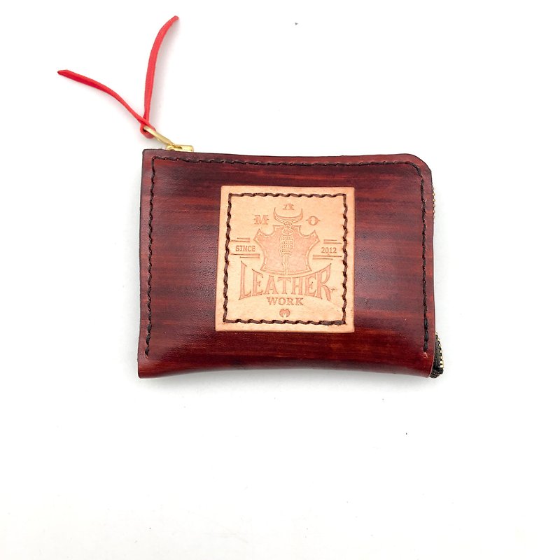 [Coin purse] hand-brushed wood grain coin purse / Italian vegetable tanned leather / suede sheepskin / - กระเป๋าใส่เหรียญ - หนังแท้ 
