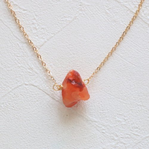 Vermeer Jewellery 天然水晶 天然紅瑪瑙原石頸鍊項鍊 紅瑪瑙項鍊 輕珠寶 鍍金鍍銀