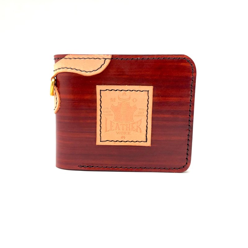 [Short clip] Hand brushed wood grain short clip/ Italian vegetable tanned leather/ suede sheepskin/ three-dimensional coin pocket/ - Wallets - Genuine Leather 