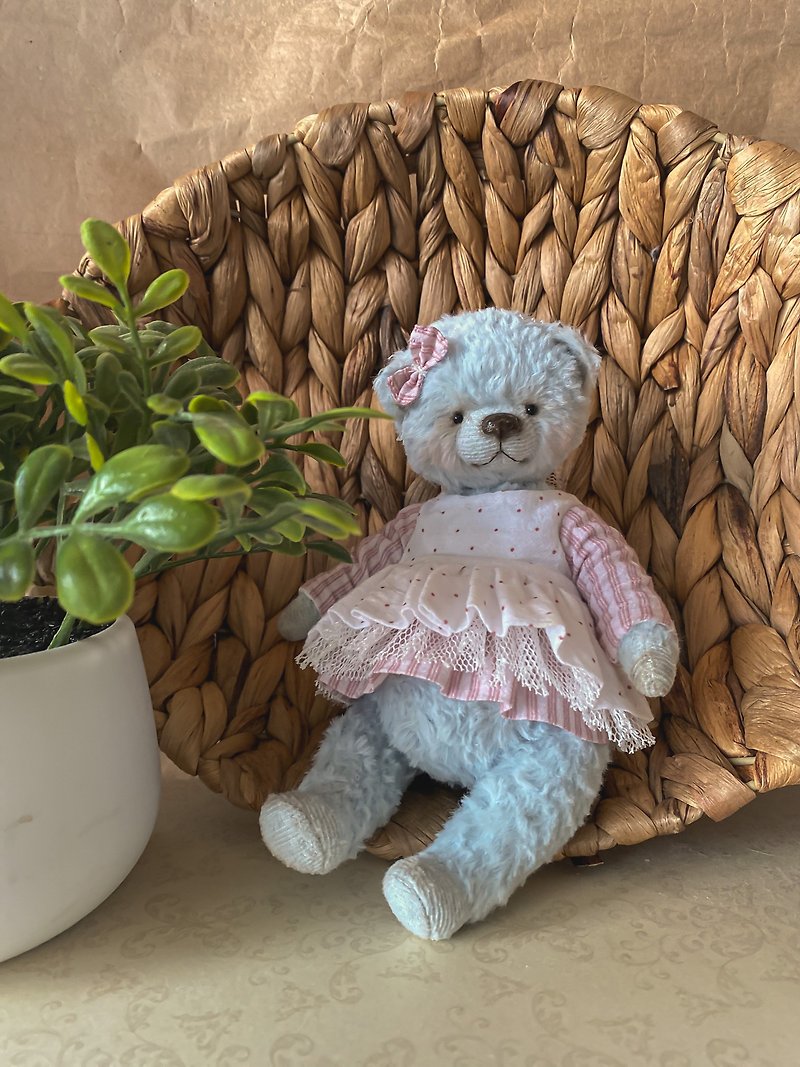 Blue bear, teddy bear,handmade, ooak, stuffed animals - Stuffed Dolls & Figurines - Other Materials Multicolor