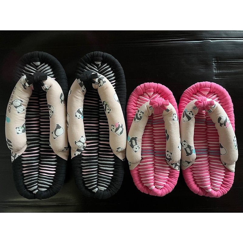 [24cm for adults and 19cm for children] Cloth sandals for parents and children to coordinate together [No.279] - รองเท้าแตะในบ้าน - ผ้าฝ้าย/ผ้าลินิน สึชมพู