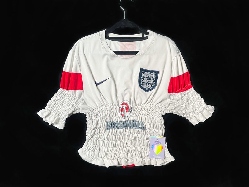 REGETHER Vintage modified NIKE short version elastic football jersey - Women's T-Shirts - Polyester White